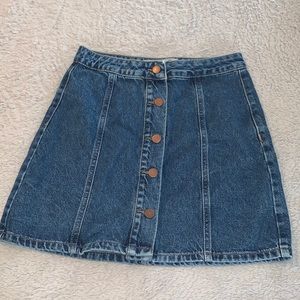 Denim button up high waisted mini skirt